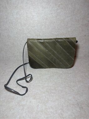 Bags by Varon Vintage Green Snakeskin Leather Envelope Clutch Shoulder Bag